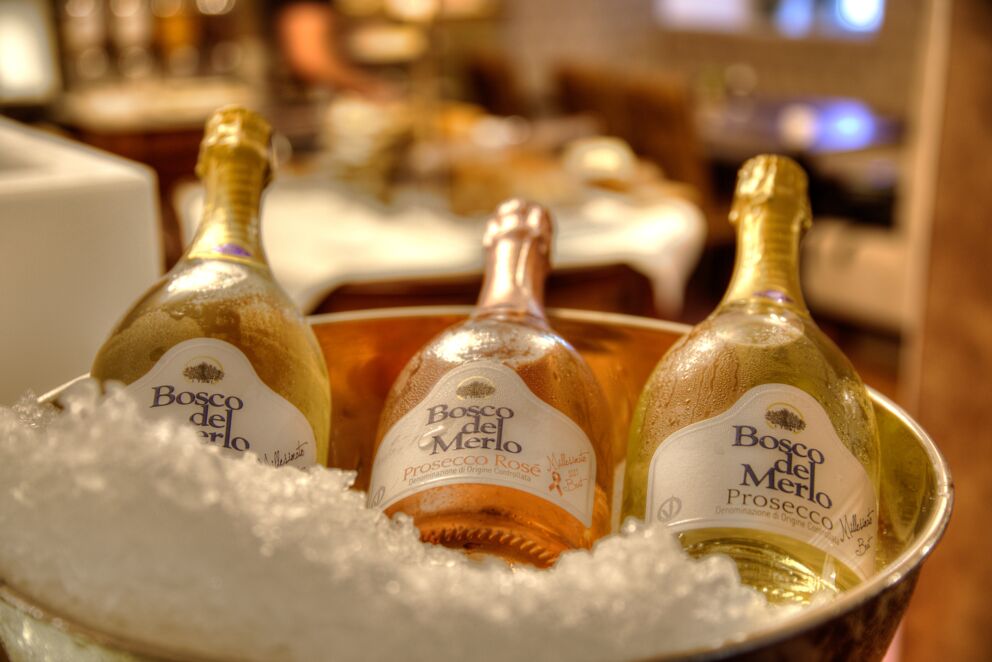 Besco del Merlo Prosecco zum Frühstück im Schlosshotel Mondsee im Salzkammergut